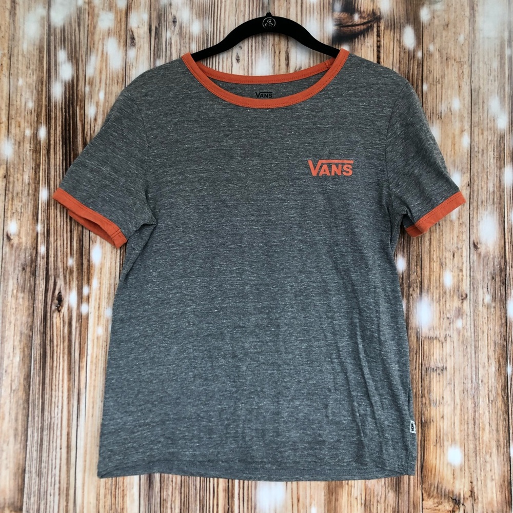 Vans Fitted Soft Gray and Orange Tee